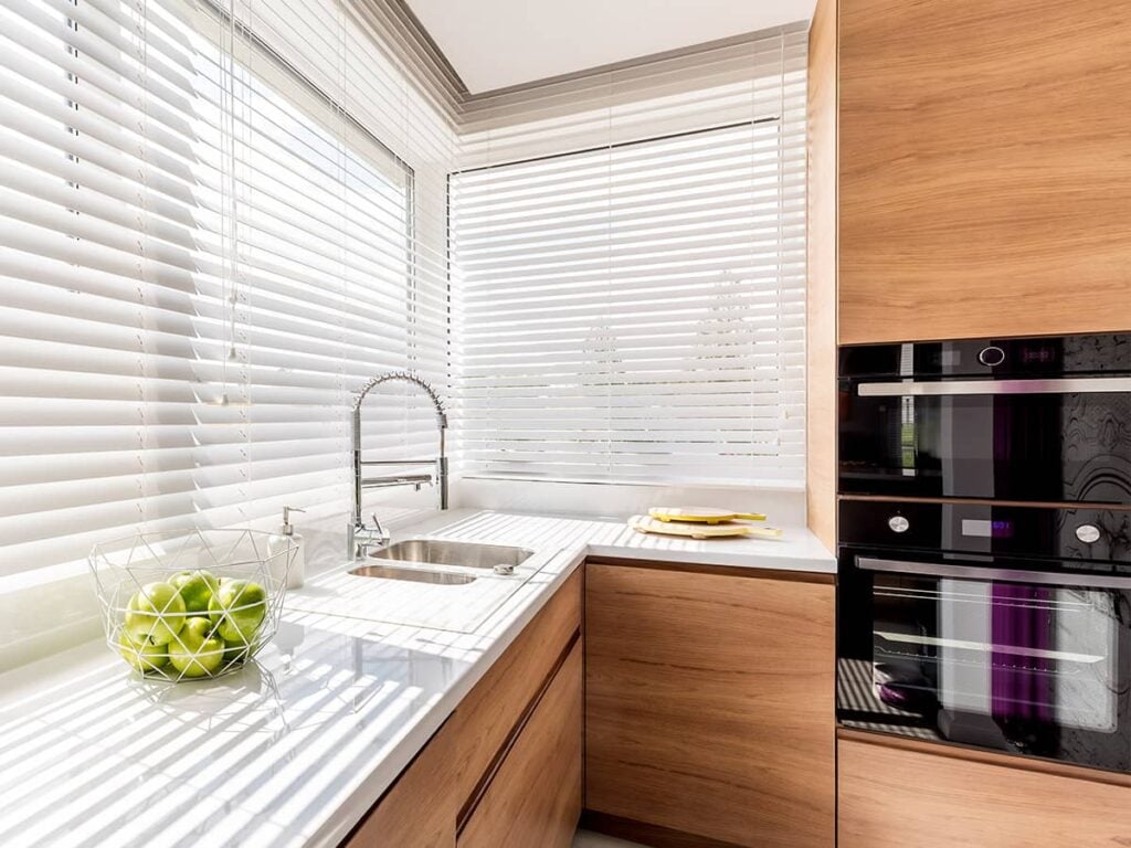 kitchen window with blinds