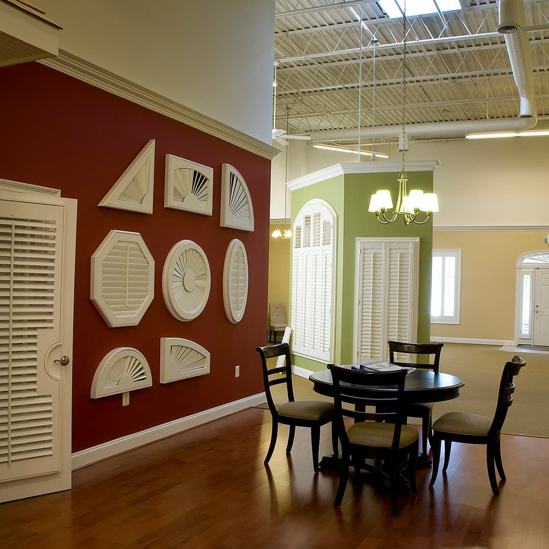 inside our showroom at Perfect Fit Custom Shutters
