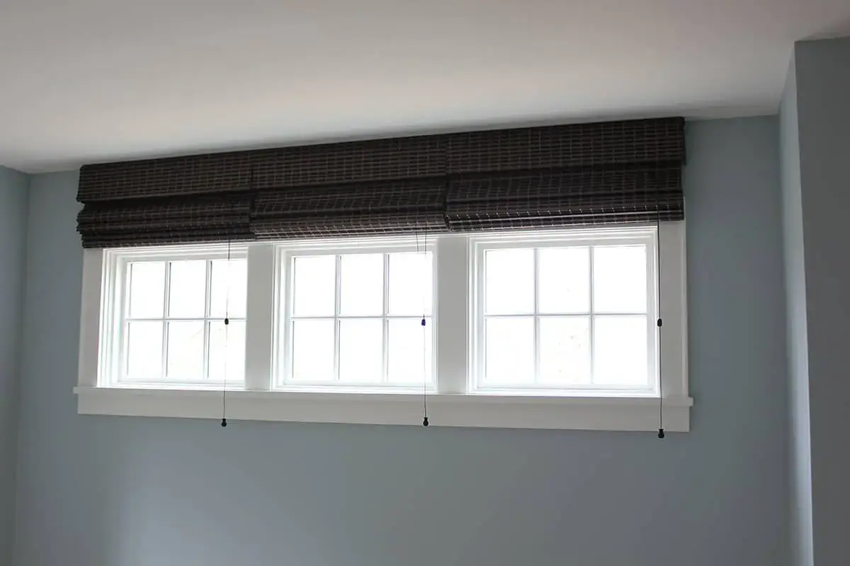 woven wood shades on 3 bedroom windows